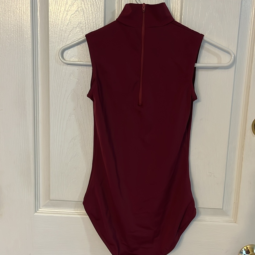Balera burgundy mock neck leotard - Picture 3 of 5